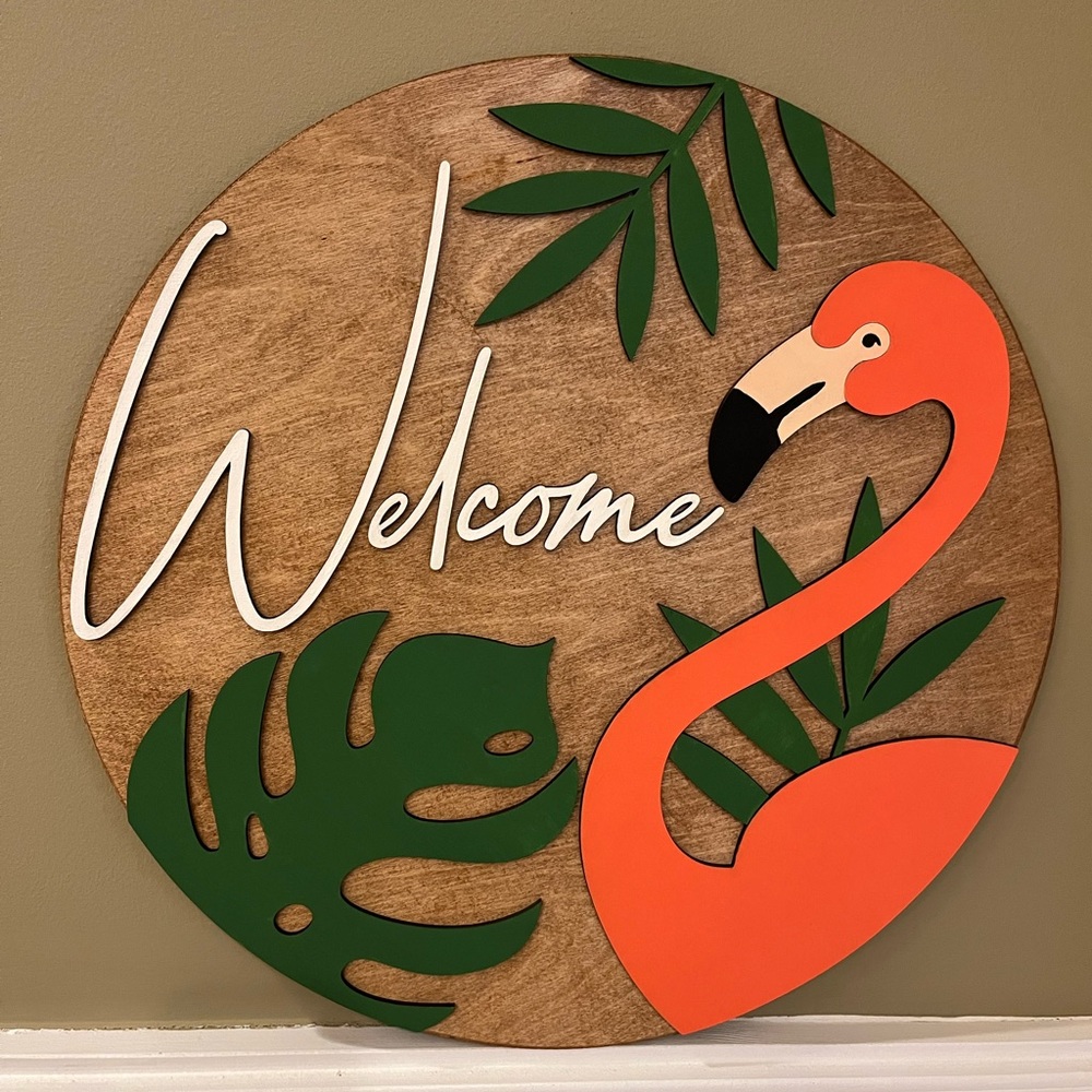 Flamingo welcome sign